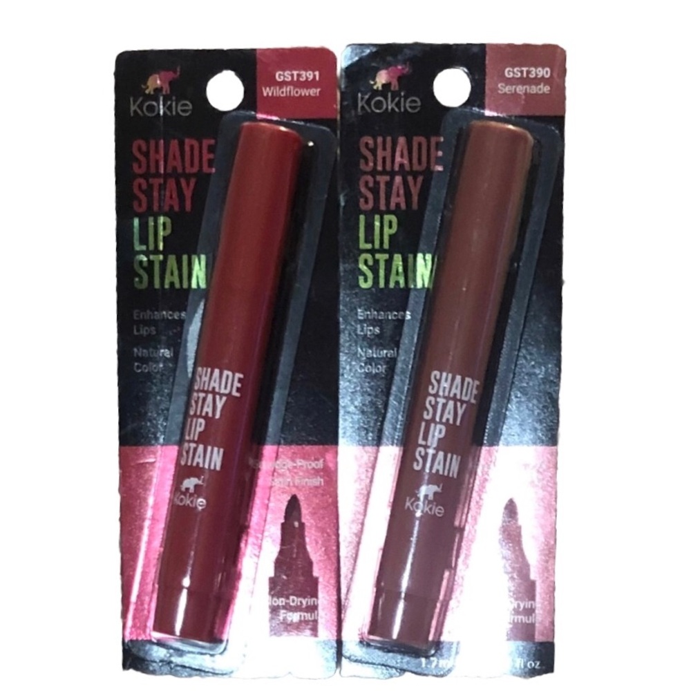 Kokie Shade Stay Lip Stain - Wildflower & Serenade (Red / Brown Shades)